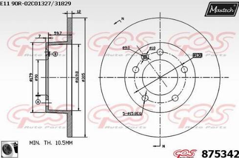 Maxtech 875342.0060 - Тормозной диск autospares.lv