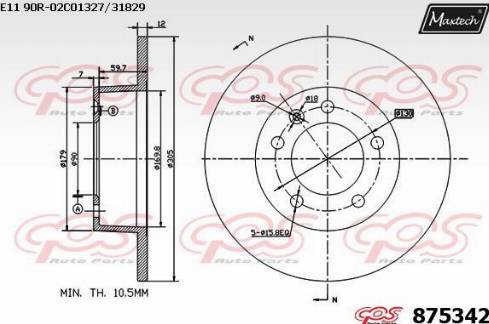 Maxtech 875342.0000 - Тормозной диск autospares.lv