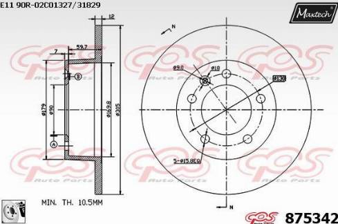 Maxtech 875342.0080 - Тормозной диск autospares.lv