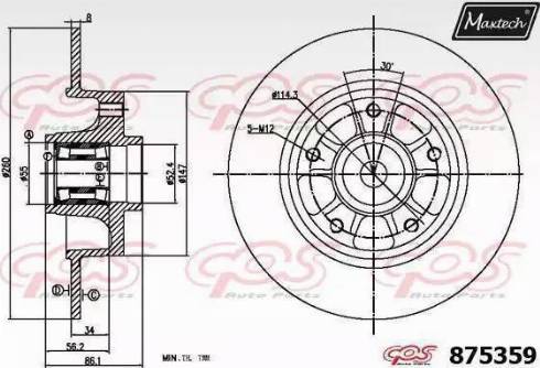 Maxtech 875359.6065 - Тормозной диск autospares.lv