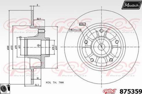 Maxtech 875359.0065 - Тормозной диск autospares.lv