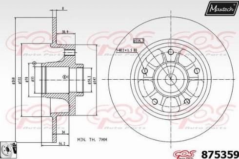 Maxtech 875359.0085 - Тормозной диск autospares.lv