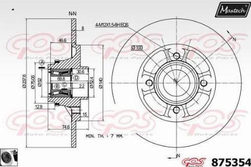 Maxtech 875354.0061 - Тормозной диск autospares.lv