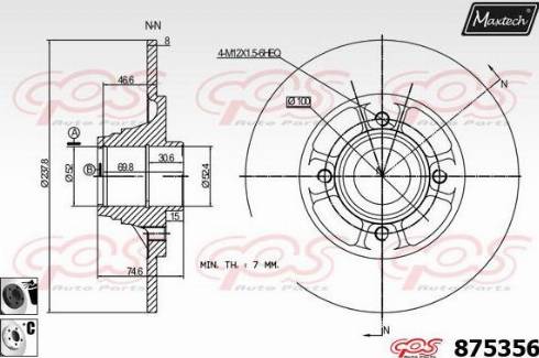 Maxtech 875356.6061 - Тормозной диск autospares.lv