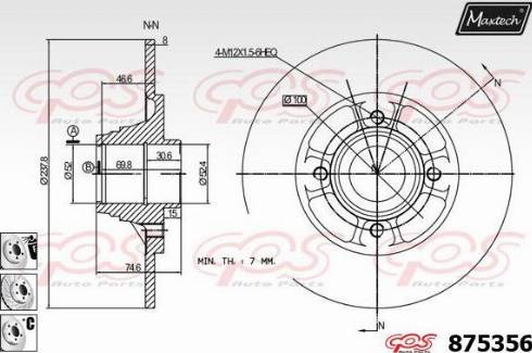 Maxtech 875356.6881 - Тормозной диск autospares.lv