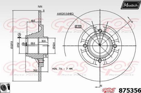 Maxtech 875356.0061 - Тормозной диск autospares.lv