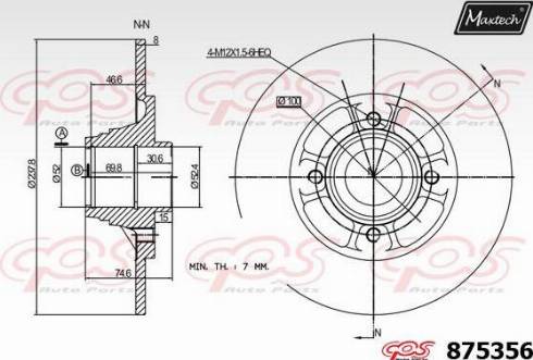 Maxtech 875356.0001 - Тормозной диск autospares.lv