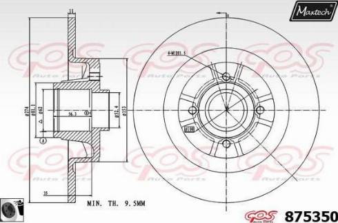 Maxtech 875350.0065 - Тормозной диск autospares.lv