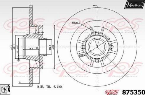 Maxtech 875350.0085 - Тормозной диск autospares.lv