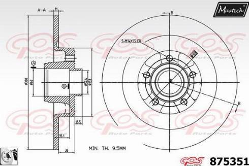 Maxtech 875351.0085 - Тормозной диск autospares.lv