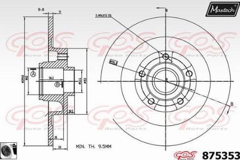 Maxtech 875353.0065 - Тормозной диск autospares.lv