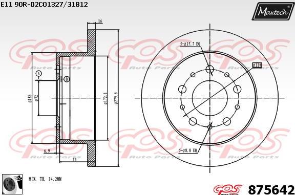 Maxtech 875357 - Тормозной диск autospares.lv