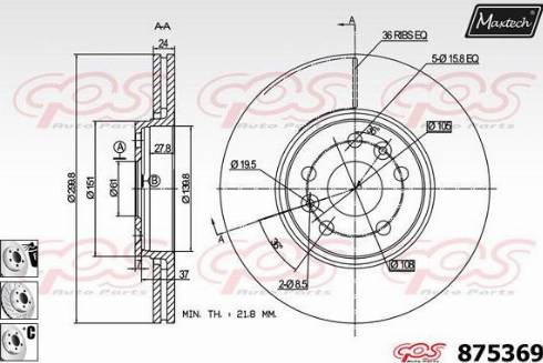 Maxtech 875369.6980 - Тормозной диск autospares.lv