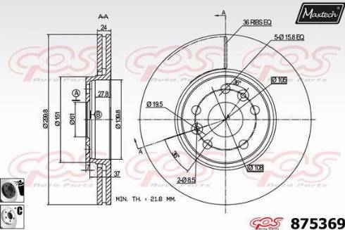 Maxtech 875369.6060 - Тормозной диск autospares.lv