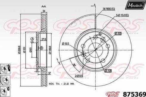 Maxtech 875369.6880 - Тормозной диск autospares.lv