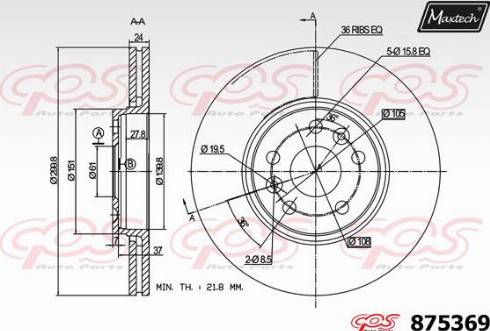 Maxtech 875369.0000 - Тормозной диск autospares.lv