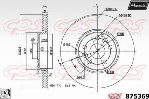 Maxtech 875369.0080 - Тормозной диск autospares.lv