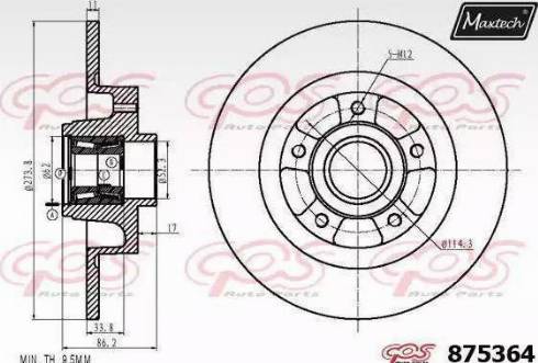 Maxtech 875364.0005 - Тормозной диск autospares.lv