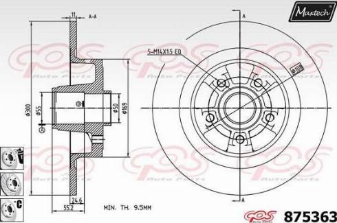 Maxtech 875363.6885 - Тормозной диск autospares.lv