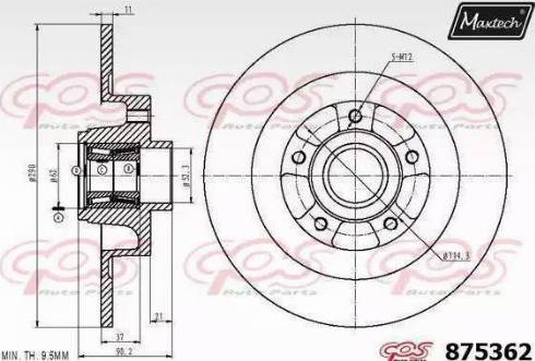 Maxtech 875362.0005 - Тормозной диск autospares.lv