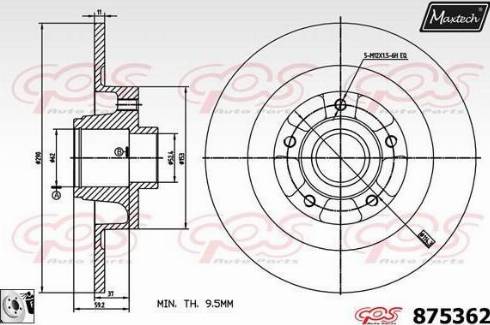 Maxtech 875362.0085 - Тормозной диск autospares.lv