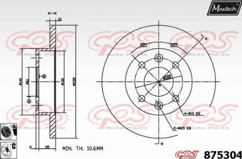 Maxtech 875304.6060 - Тормозной диск autospares.lv