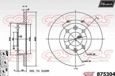 Maxtech 875304.6880 - Тормозной диск autospares.lv