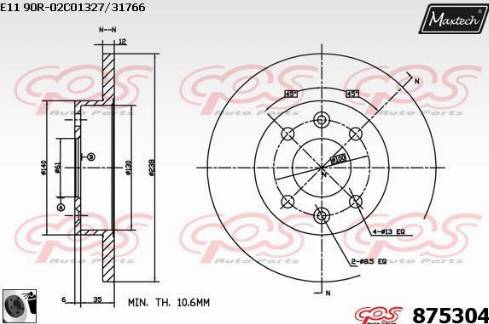 Maxtech 875304.0060 - Тормозной диск autospares.lv