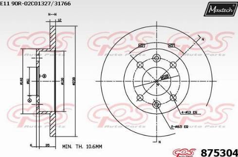 Maxtech 875304.0000 - Тормозной диск autospares.lv