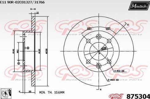 Maxtech 875304.0080 - Тормозной диск autospares.lv