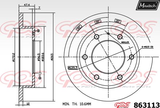 Maxtech 875304 - Тормозной диск autospares.lv