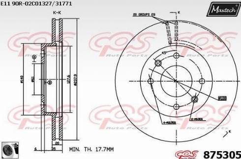 Maxtech 875305.0060 - Тормозной диск autospares.lv