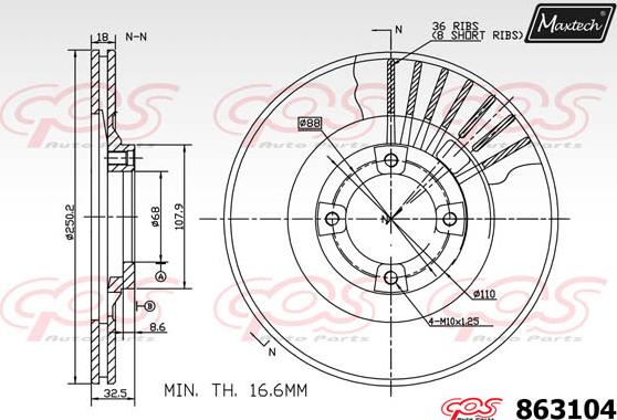 Maxtech 875305 - Тормозной диск autospares.lv