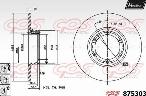 Maxtech 875303.6880 - Тормозной диск autospares.lv