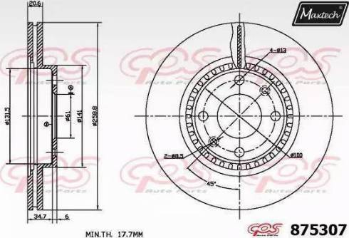 Maxtech 875307.6980 - Тормозной диск autospares.lv