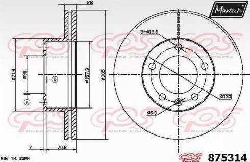 Maxtech 875314.0000 - Тормозной диск autospares.lv