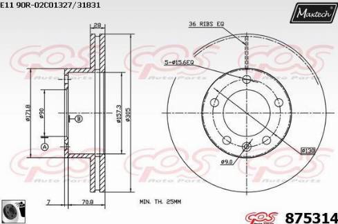 Maxtech 875314.0060 - Тормозной диск autospares.lv