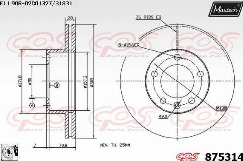 Maxtech 875314.0080 - Тормозной диск autospares.lv