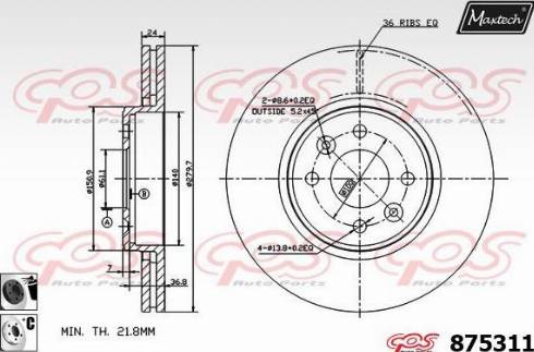 Maxtech 875311.6060 - Тормозной диск autospares.lv