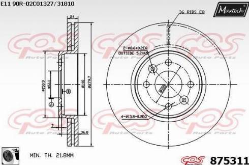 Maxtech 875311.0060 - Тормозной диск autospares.lv