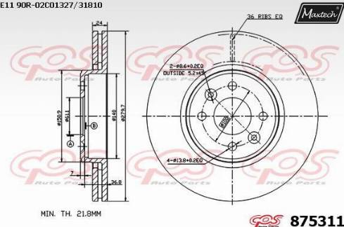 Maxtech 875311.0000 - Тормозной диск autospares.lv