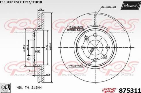 Maxtech 875311.0080 - Тормозной диск autospares.lv