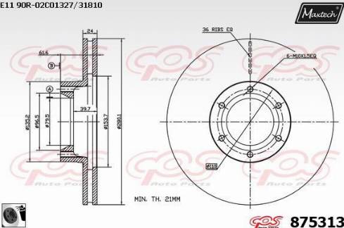 Maxtech 875313.0060 - Тормозной диск autospares.lv