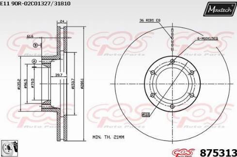 Maxtech 875313.0080 - Тормозной диск autospares.lv