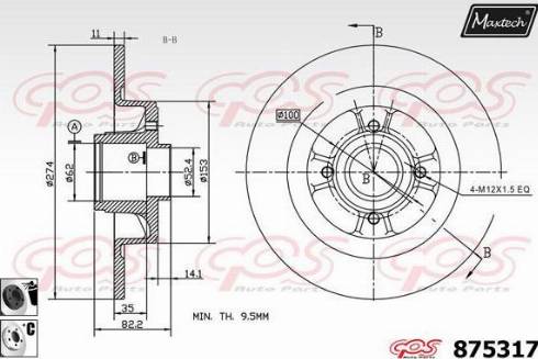 Maxtech 875317.6061 - Тормозной диск autospares.lv