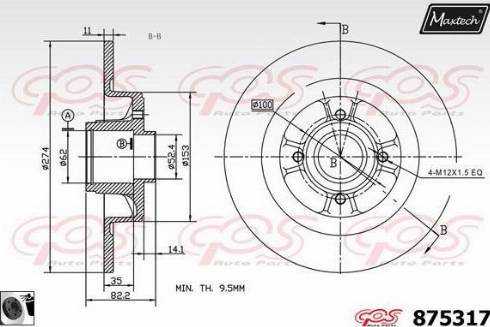 Maxtech 875317.0061 - Тормозной диск autospares.lv