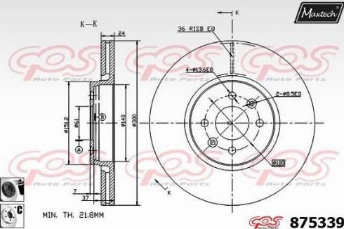 Maxtech 875339.6060 - Тормозной диск autospares.lv