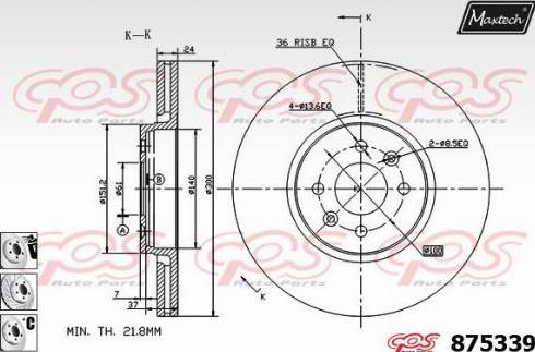 Maxtech 875339.6880 - Тормозной диск autospares.lv