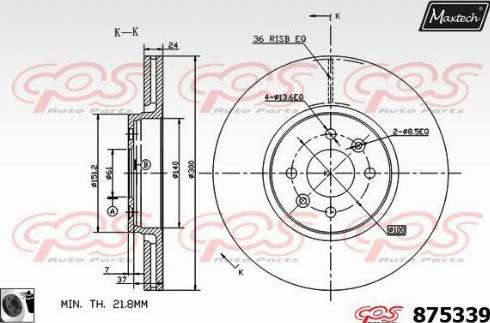 Maxtech 875339.0060 - Тормозной диск autospares.lv