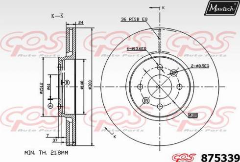 Maxtech 875339.0000 - Тормозной диск autospares.lv